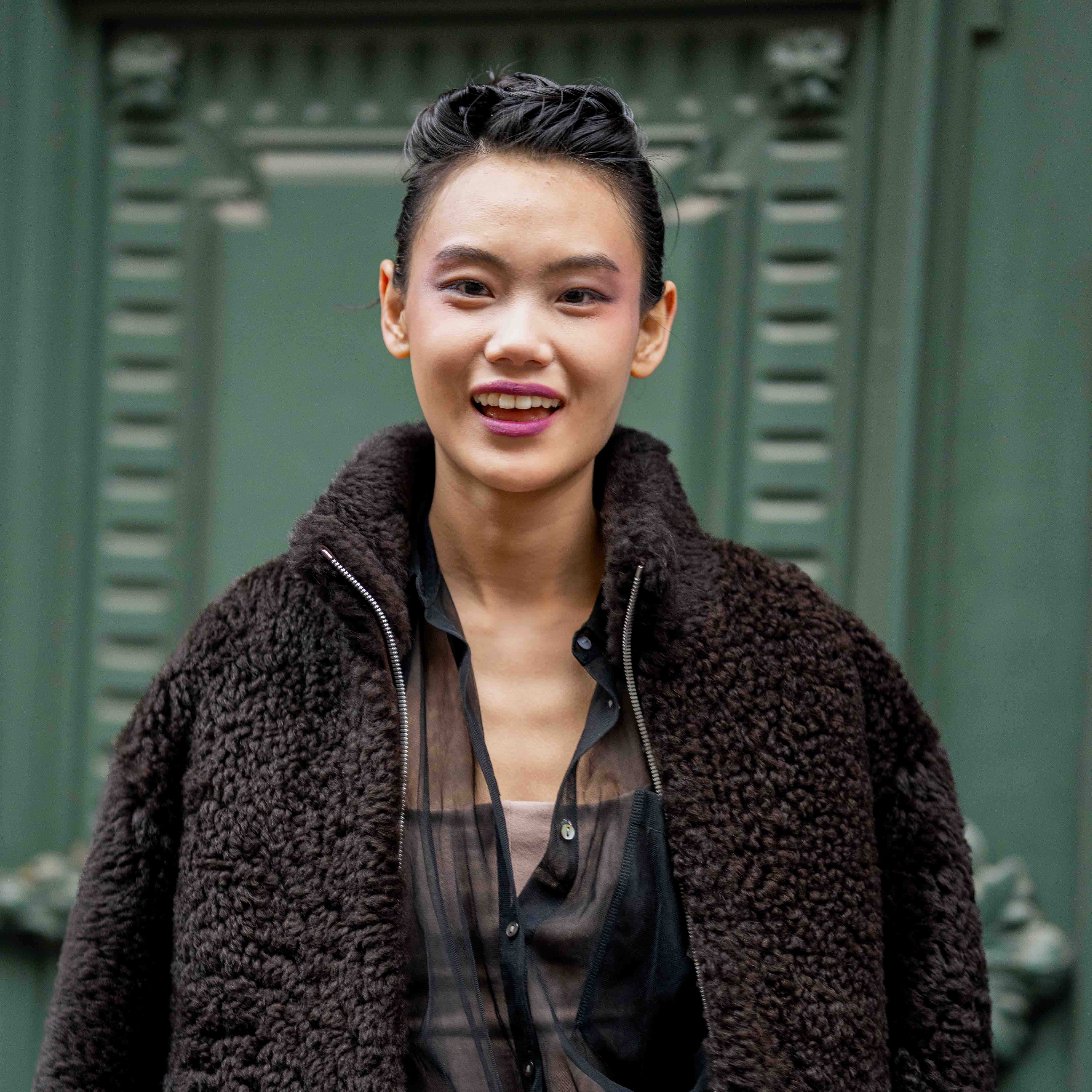 Model Street Style After Giorgio Armani FW23-24 Milan Fashion Week