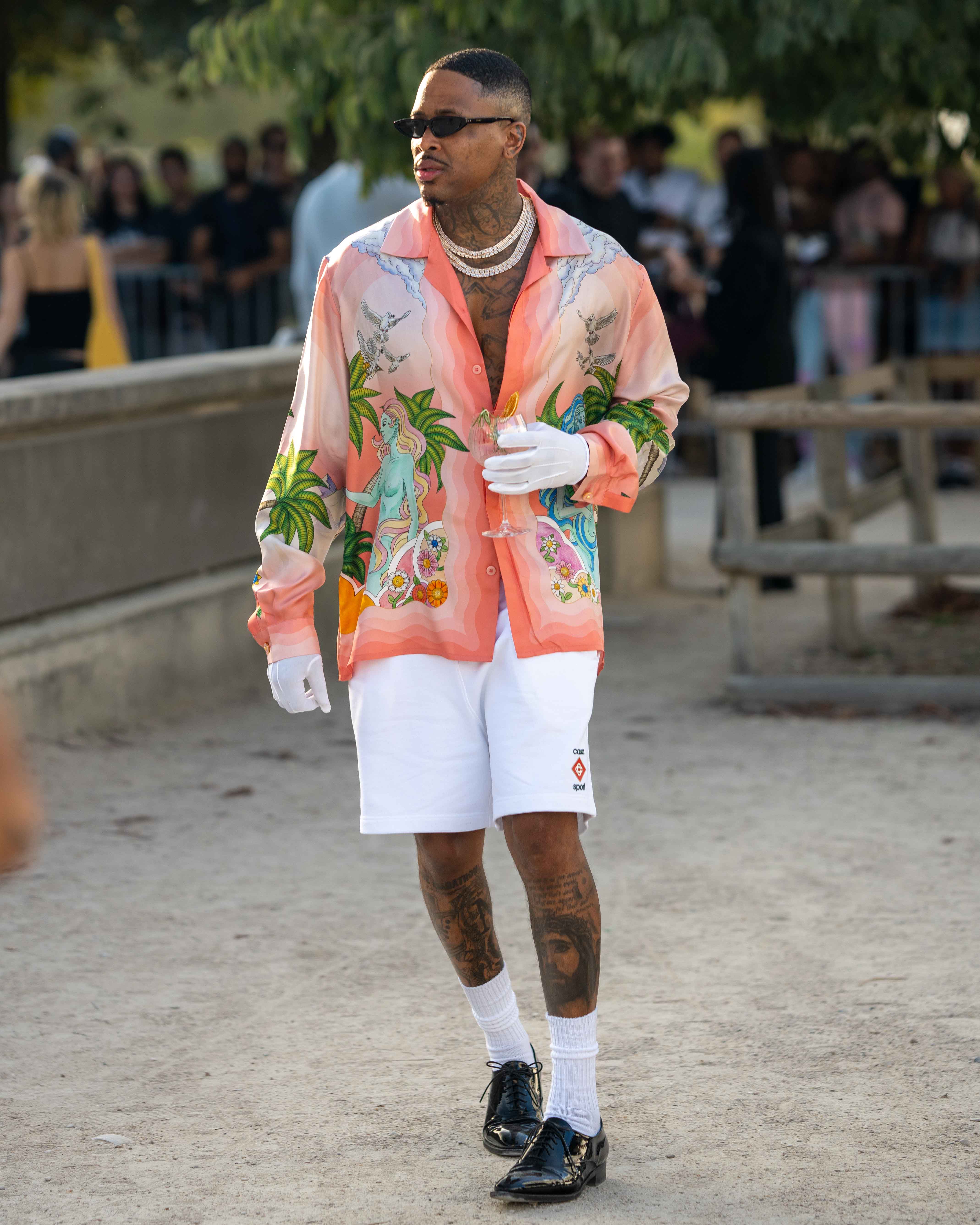 Rapper YG Street Style After Casablanca SS24 Paris Fashion Week