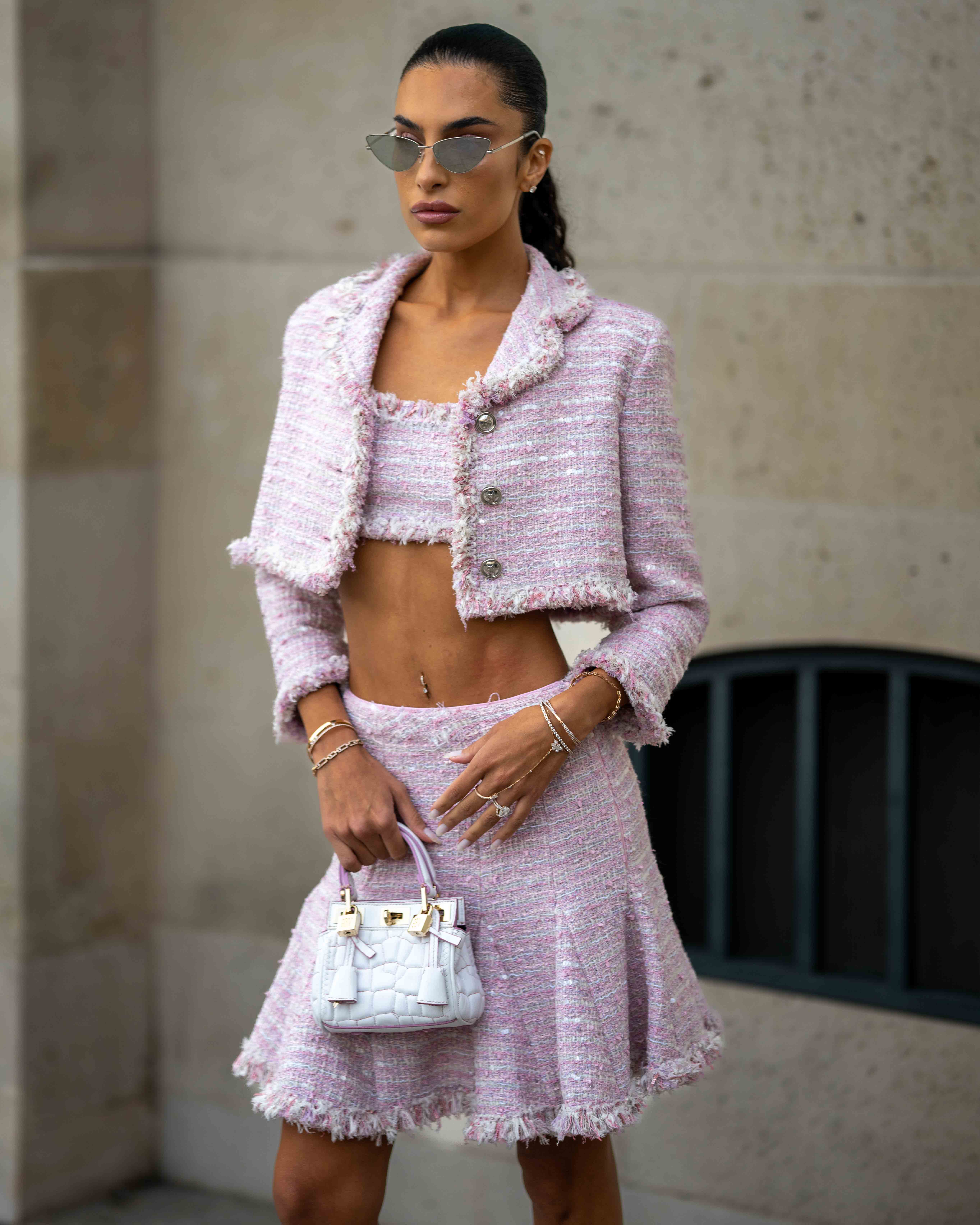 Jessica Aidi Street Style At Giambattista Valli SS24 Paris Fashion Week