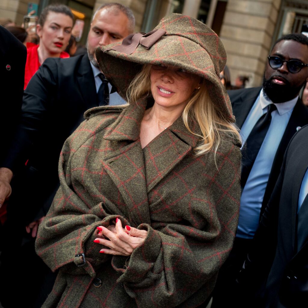 Pamela Andersen Street Style After Vivienne Westwood SS24 Paris Fashion Week